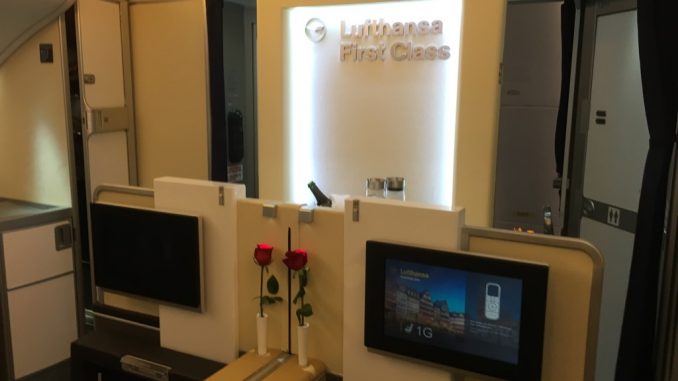 Lufthansa First Class Airbus A380 Hongkong nach Frankfurt-2
