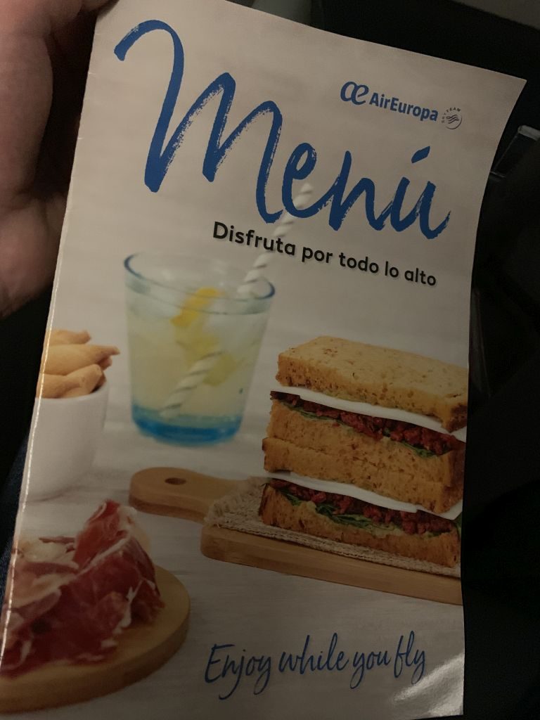 Buy on Board Menü bei Air Europa.